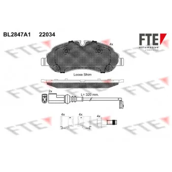 Jeu de 4 plaquettes de frein avant FTE BL2847A1