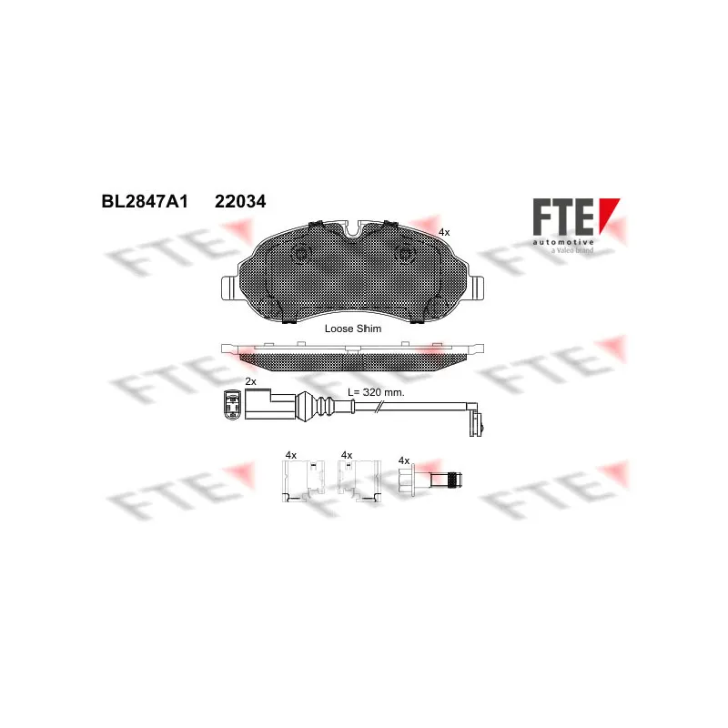Jeu de 4 plaquettes de frein avant FTE BL2847A1