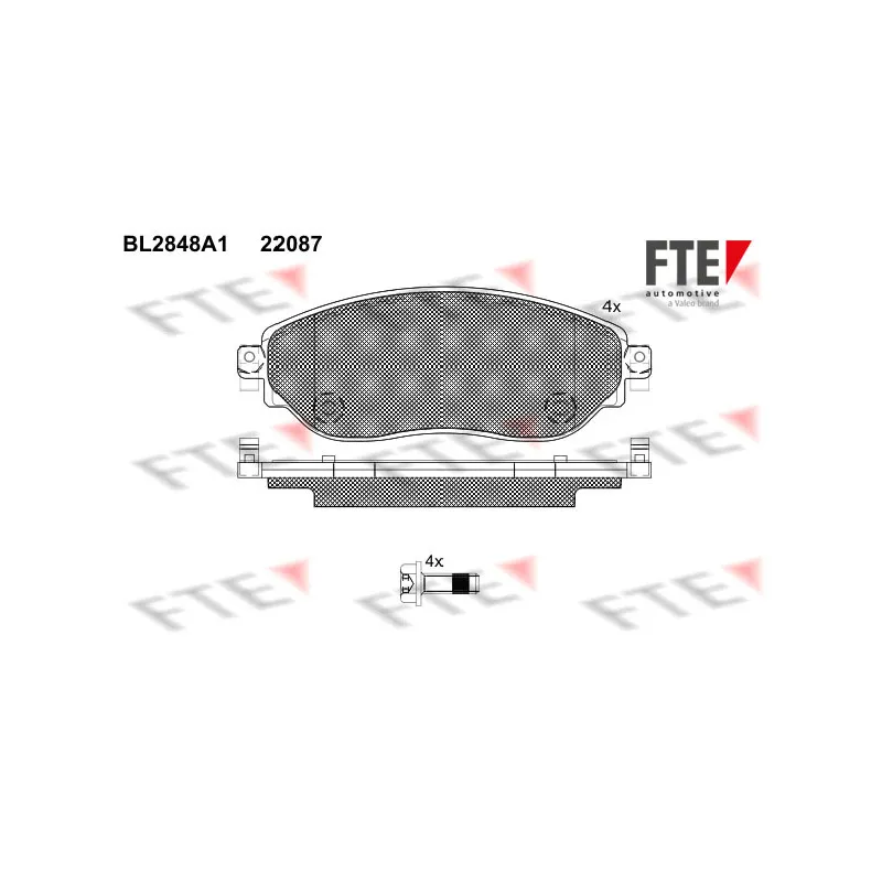 Jeu de 4 plaquettes de frein avant FTE BL2848A1