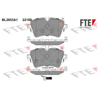 Jeu de 4 plaquettes de frein avant FTE BL2853A1