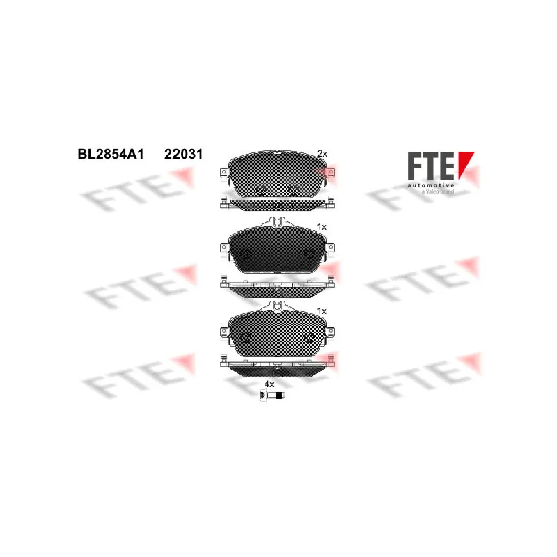 Jeu de 4 plaquettes de frein avant FTE BL2854A1