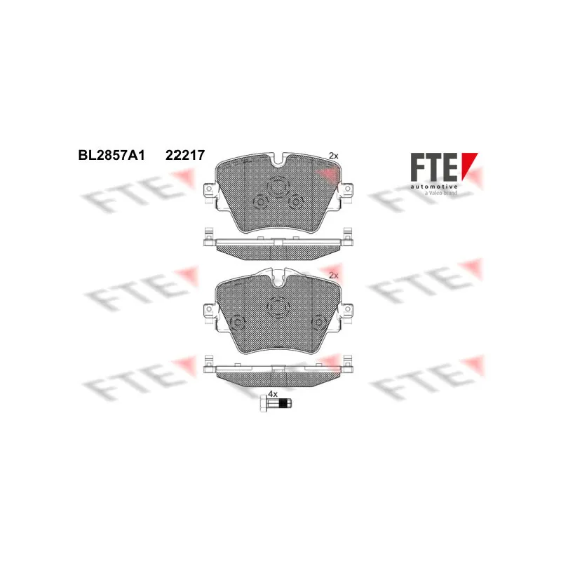 Jeu de 4 plaquettes de frein avant FTE BL2857A1