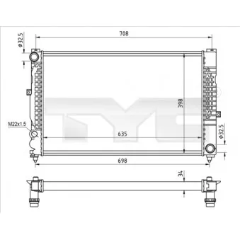 Radiateur, refroidissement du moteur TYC 702-0010-R