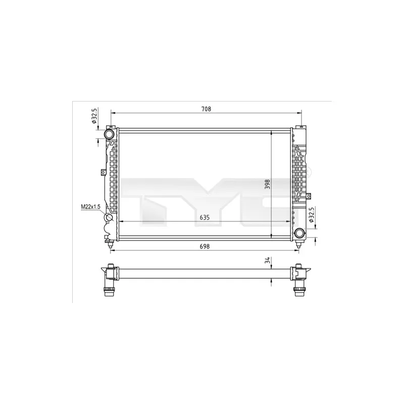 Radiateur, refroidissement du moteur TYC 702-0010-R