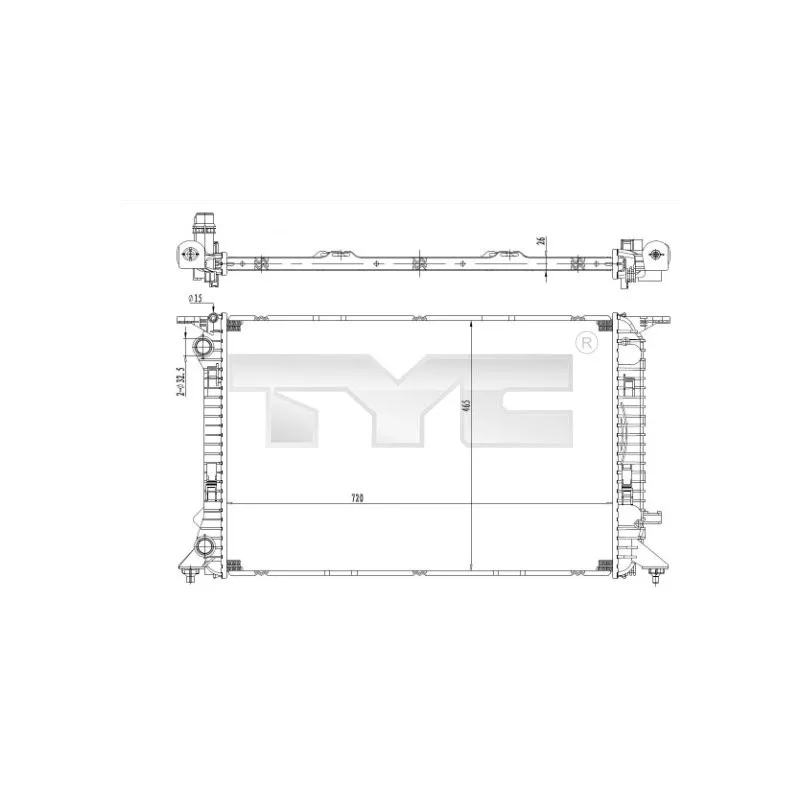 Radiateur, refroidissement du moteur TYC 702-0036