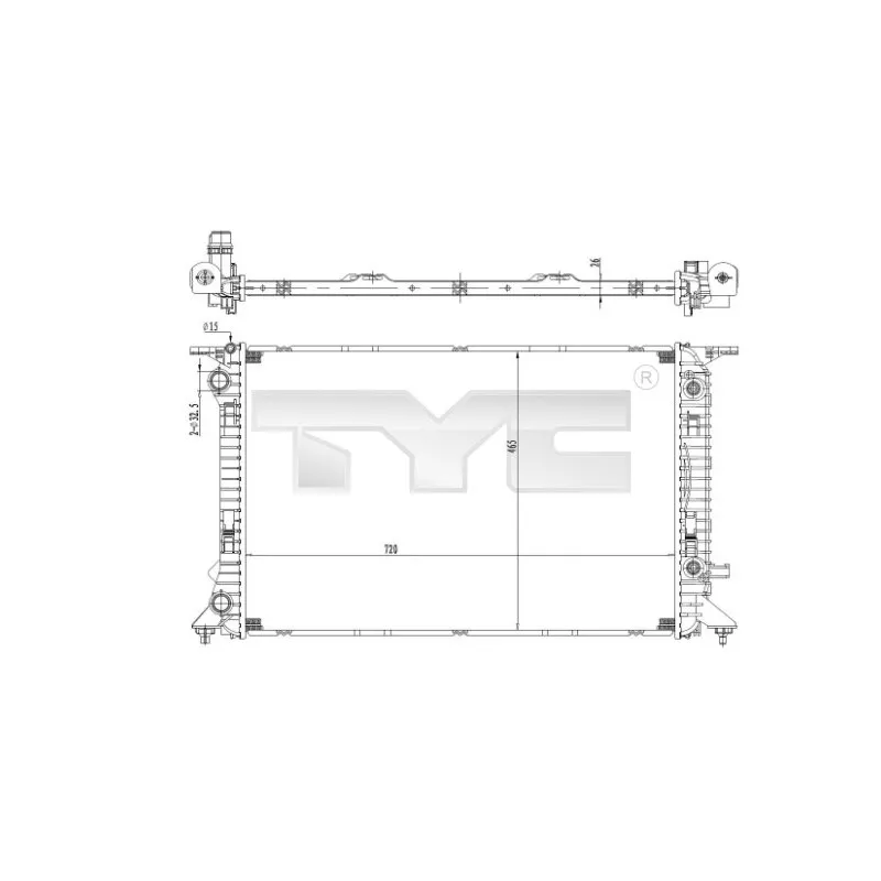 Radiateur, refroidissement du moteur TYC 702-0037