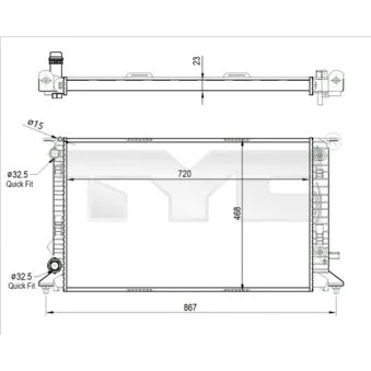 Radiateur, refroidissement du moteur TYC 702-0037-R
