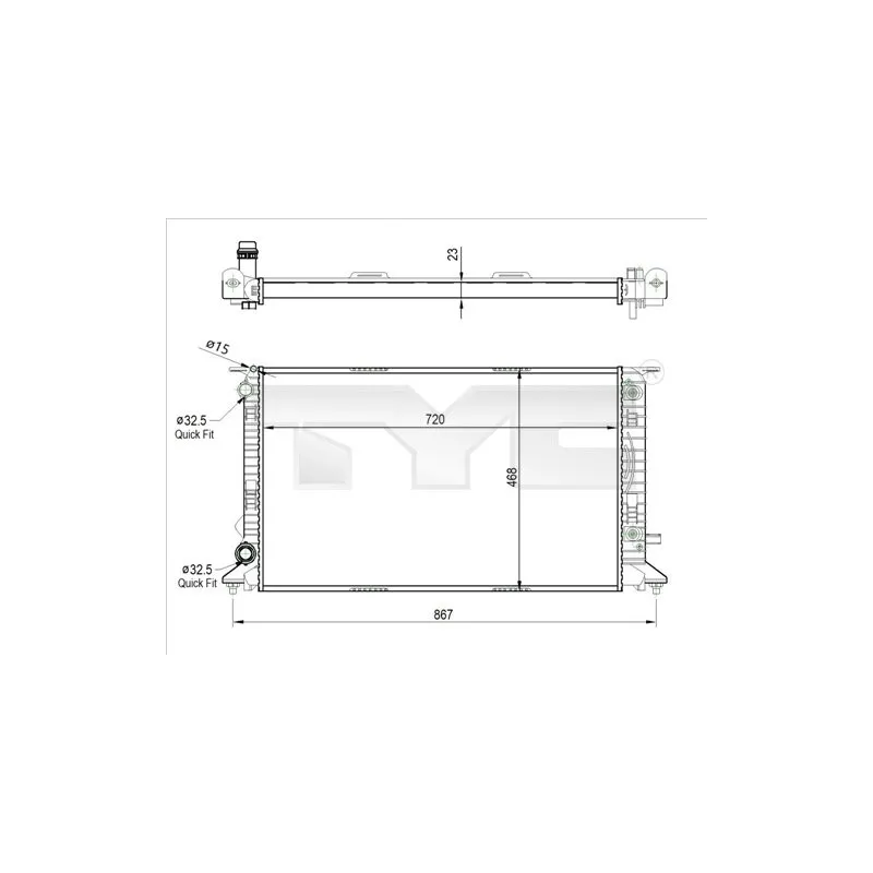 Radiateur, refroidissement du moteur TYC 702-0037-R