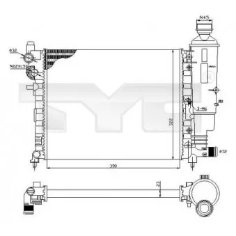 Radiateur, refroidissement du moteur TYC 705-0032