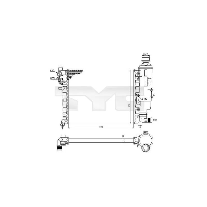 Radiateur, refroidissement du moteur TYC 705-0032