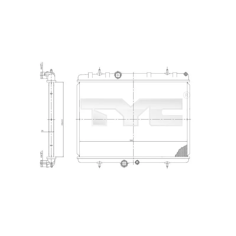 Radiateur, refroidissement du moteur TYC 705-0064