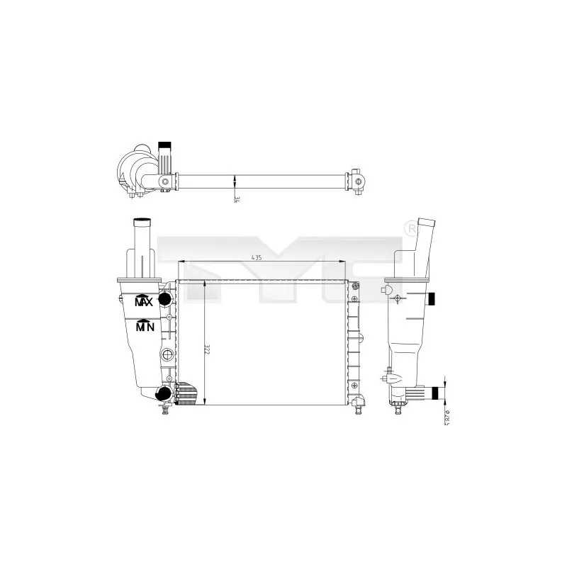 Radiateur, refroidissement du moteur TYC 709-0004