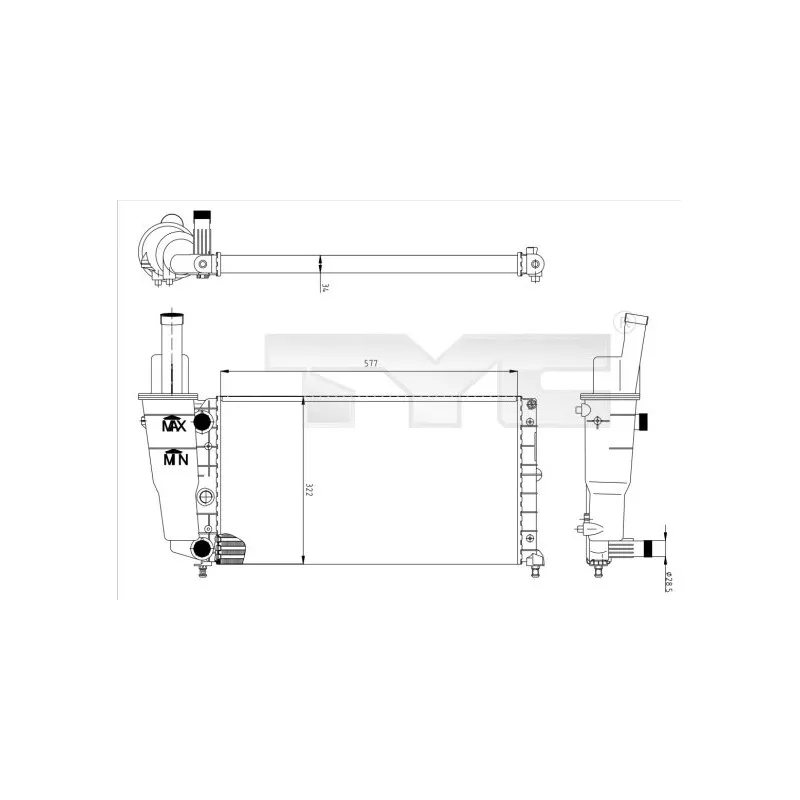 Radiateur, refroidissement du moteur TYC 709-0005