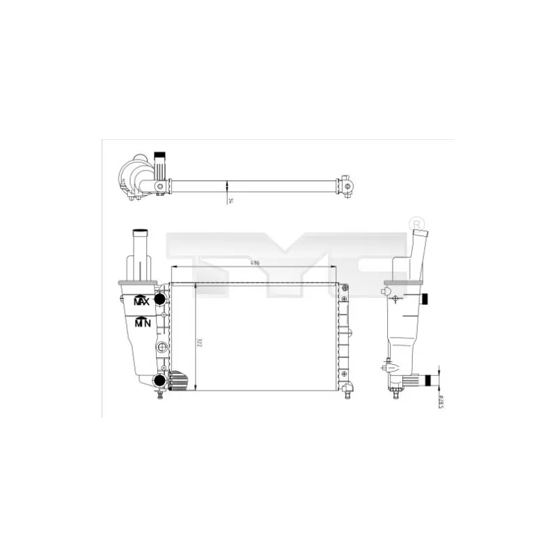 Radiateur, refroidissement du moteur TYC 709-0006