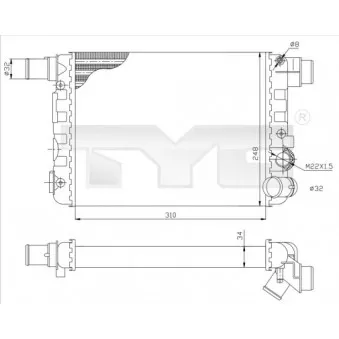 Radiateur, refroidissement du moteur TYC 709-0009
