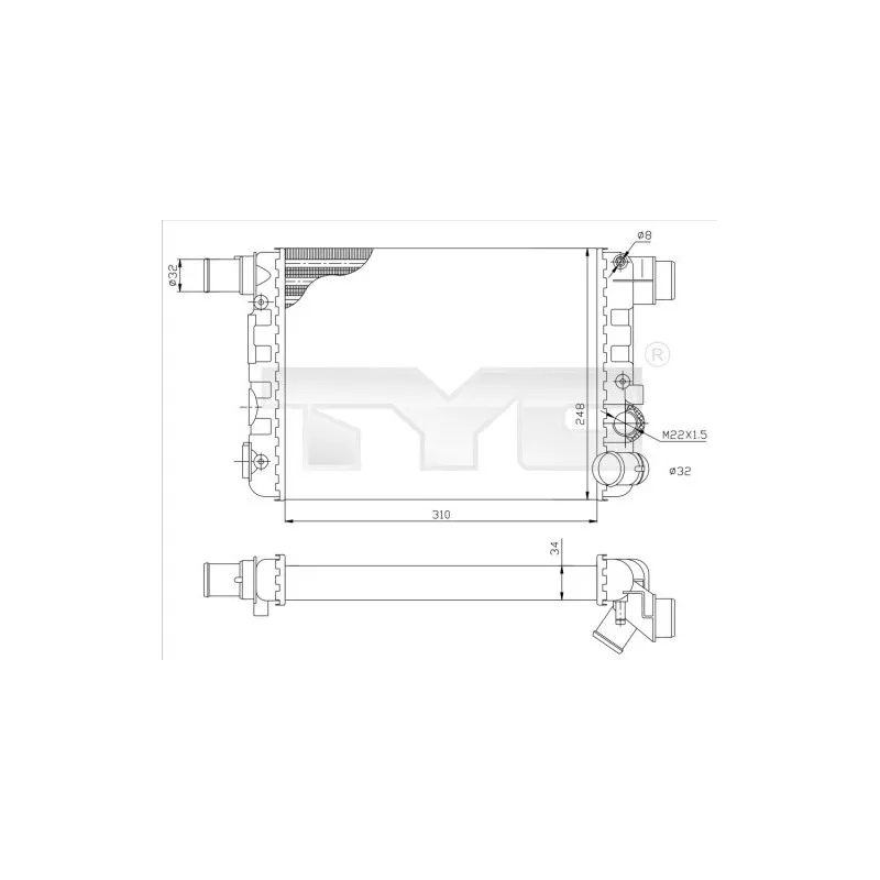 Radiateur, refroidissement du moteur TYC 709-0009