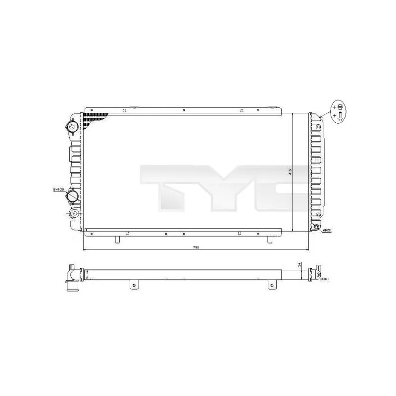 Radiateur, refroidissement du moteur TYC 709-0014-R