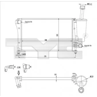 Radiateur, refroidissement du moteur TYC 709-0019