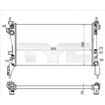 Radiateur, refroidissement du moteur TYC 709-0021-R