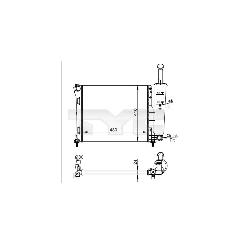Radiateur, refroidissement du moteur TYC 709-0022-R