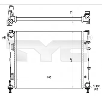 Radiateur, refroidissement du moteur TYC 709-0023-R