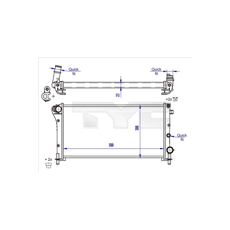 Radiateur, refroidissement du moteur TYC 709-0024-R