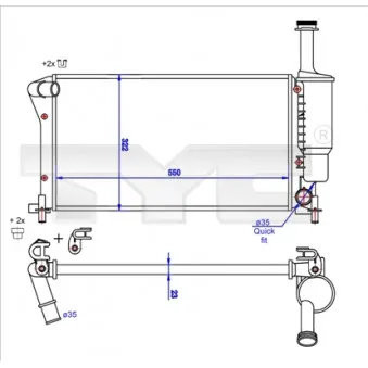 Radiateur, refroidissement du moteur TYC 709-0025-R