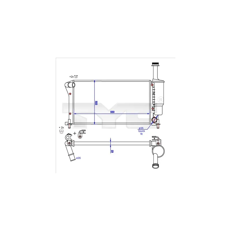 Radiateur, refroidissement du moteur TYC 709-0025-R