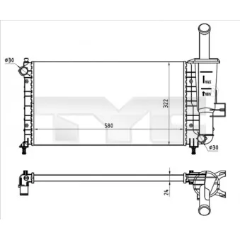 Radiateur, refroidissement du moteur TYC 709-0026-R