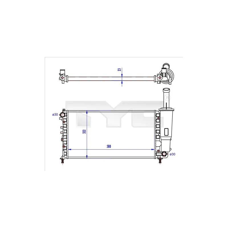 Radiateur, refroidissement du moteur TYC 709-0027-R