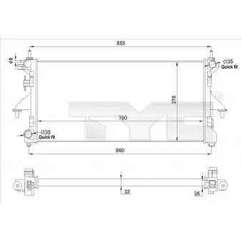Radiateur, refroidissement du moteur TYC 709-0028-R