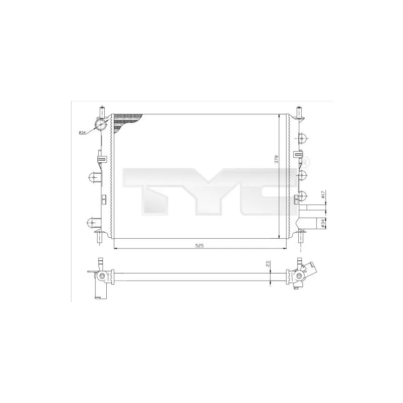 Radiateur, refroidissement du moteur TYC 710-0037-R