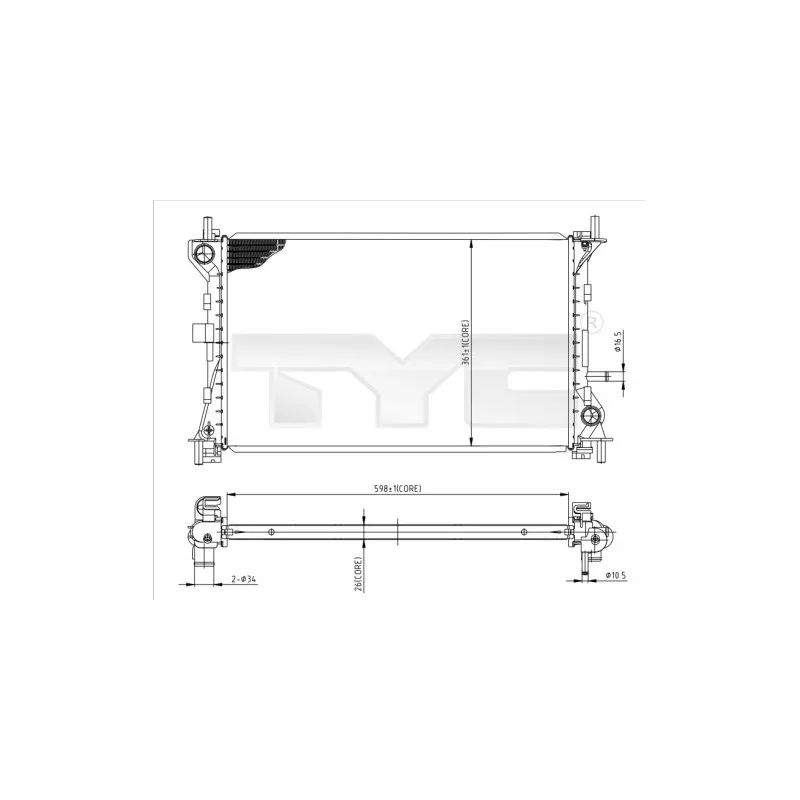 Radiateur, refroidissement du moteur TYC 710-0052