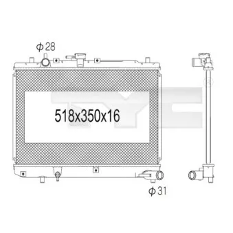 Radiateur, refroidissement du moteur TYC 720-1001