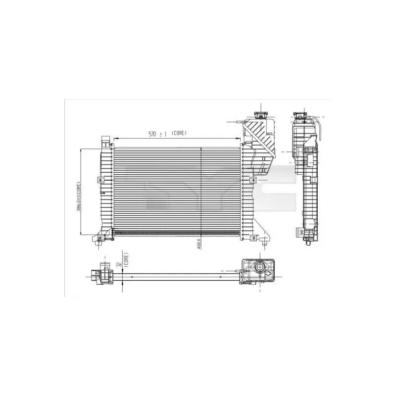 Radiateur, refroidissement du moteur TYC 721-0003