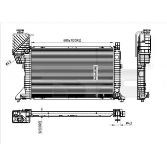 Radiateur, refroidissement du moteur TYC 721-0007