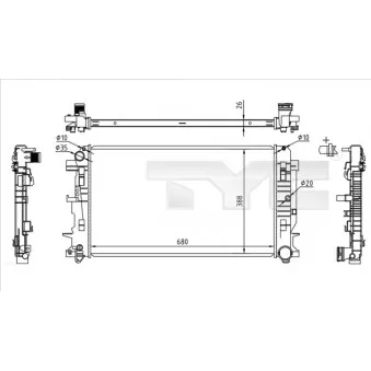 Radiateur, refroidissement du moteur TYC 721-0014