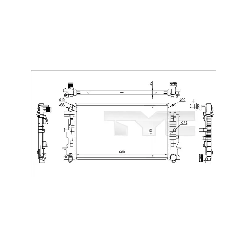 Radiateur, refroidissement du moteur TYC 721-0014