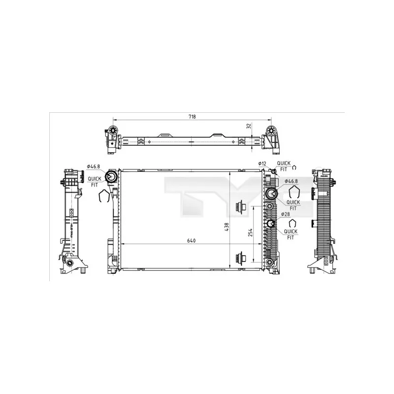 Radiateur, refroidissement du moteur TYC 721-0018