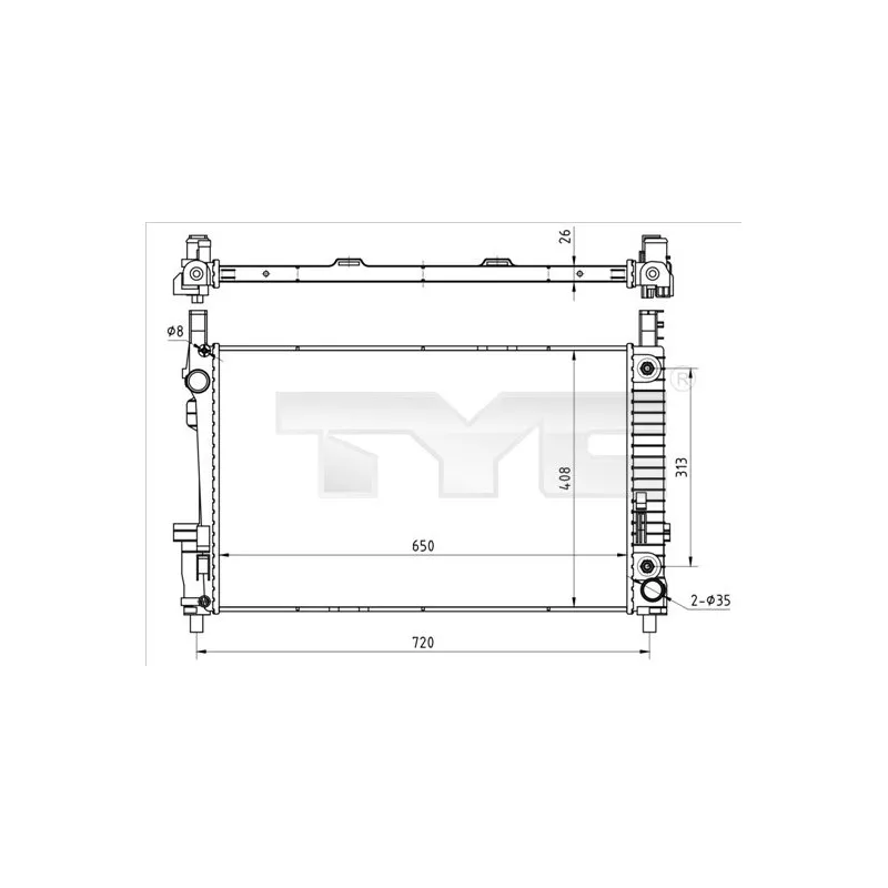 Radiateur, refroidissement du moteur TYC 721-0020