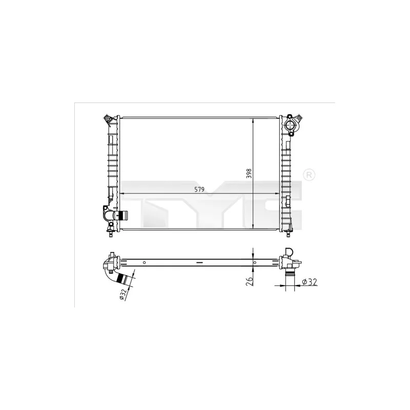 Radiateur, refroidissement du moteur TYC 722-0001