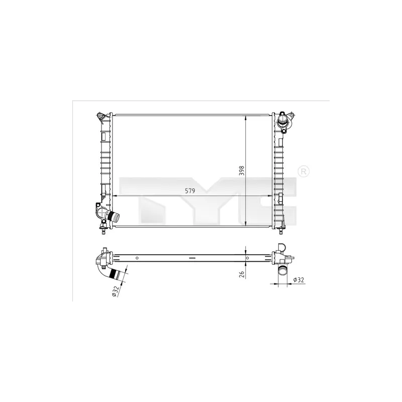Radiateur, refroidissement du moteur TYC 722-0002