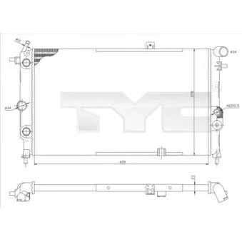 Radiateur, refroidissement du moteur TYC 725-0001-R