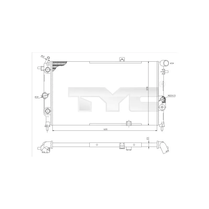 Radiateur, refroidissement du moteur TYC 725-0001-R