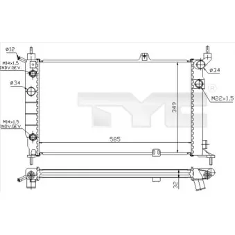 Radiateur, refroidissement du moteur TYC 725-0002