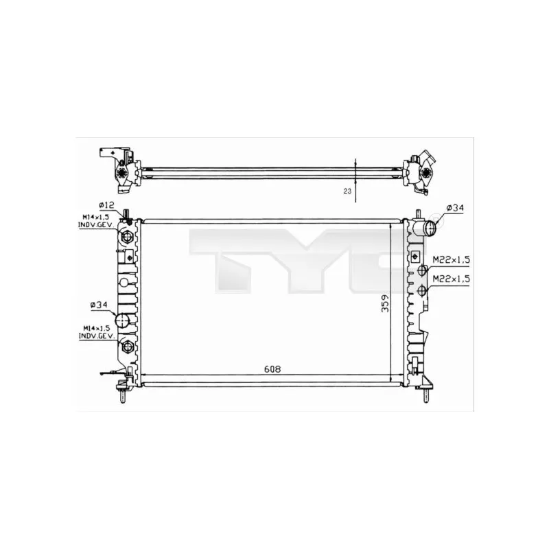 Radiateur, refroidissement du moteur TYC 725-0004-R