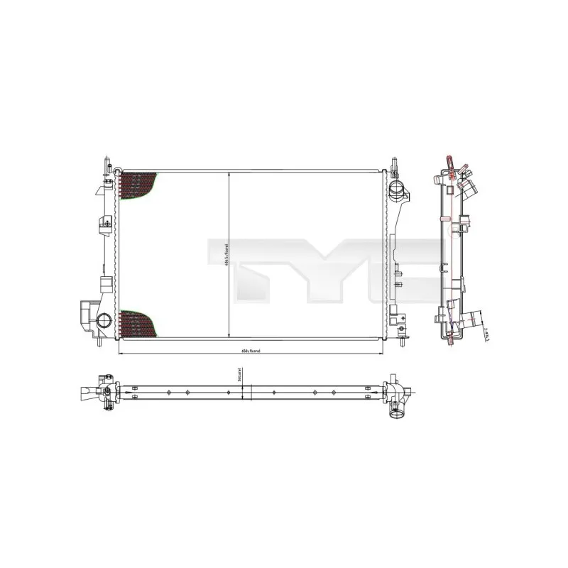 Radiateur, refroidissement du moteur TYC 725-0010