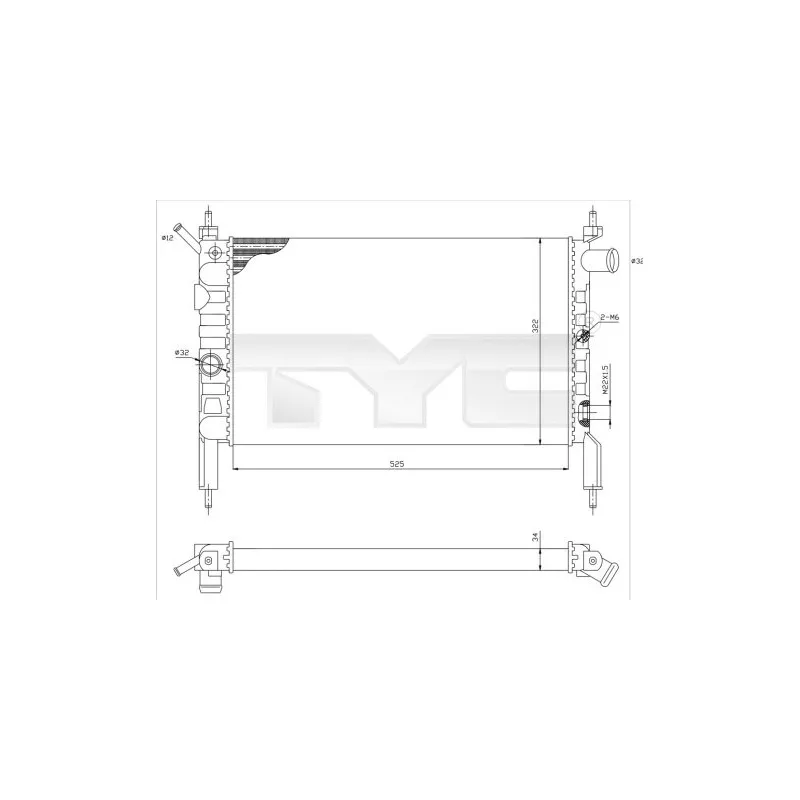 Radiateur, refroidissement du moteur TYC 725-0018