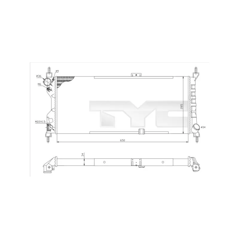 Radiateur, refroidissement du moteur TYC 725-0019-R