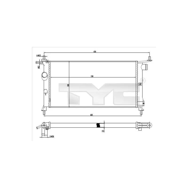 Radiateur, refroidissement du moteur TYC 725-0020